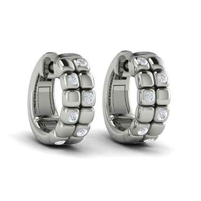 Tiled Diamond Huggie Earrings