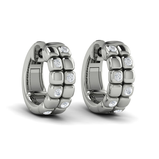 Tiled Diamond Huggie Earrings