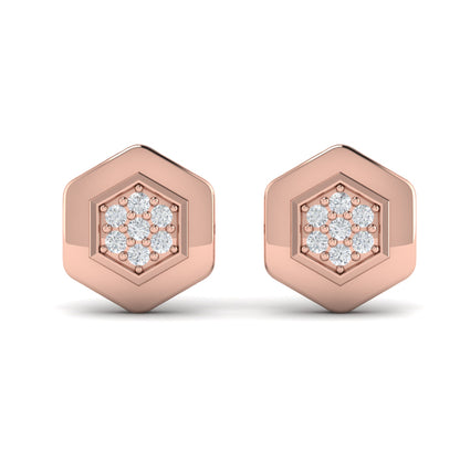 Diamond Cluster Honeycomb Stud Earrings