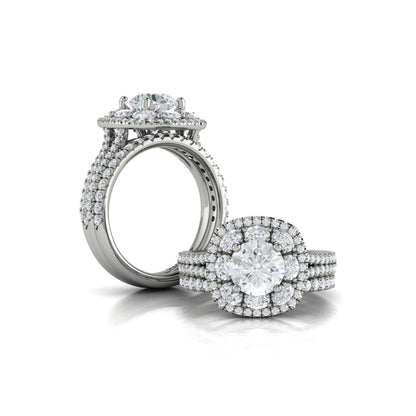 Exquisite Double Halo Round Engagement Ring