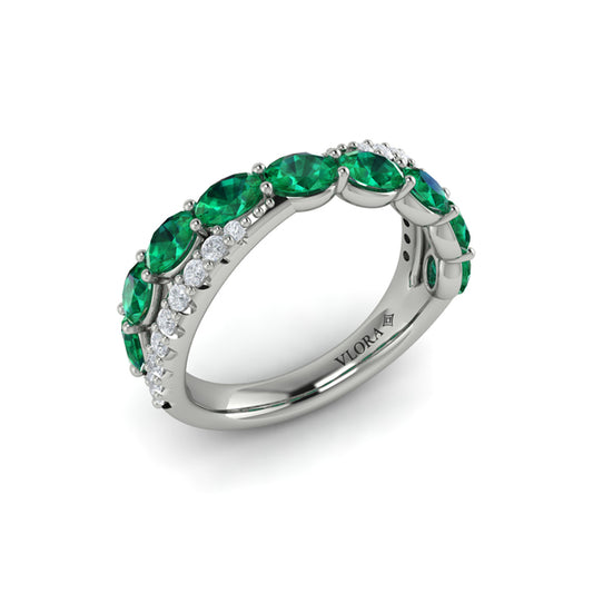 Multi Diamond and Emerald Twist Statement Ring