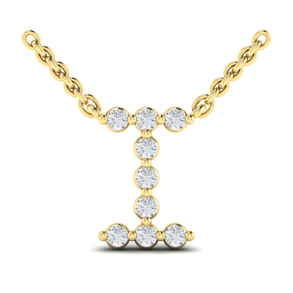 Diamond Alphabet Pendant Necklace, I