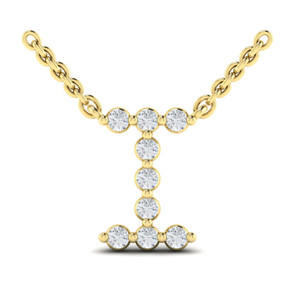 Diamond Alphabet Pendant Necklace, I