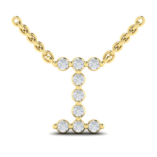 Diamond Alphabet Pendant Necklace, I