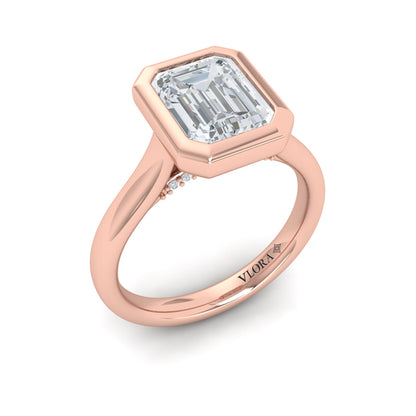 Bold Bezel Emerald Cut Engagement Ring