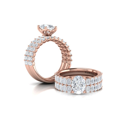 Matching Band for Eterna Oval Engagement Ring with Emerald Cut Band