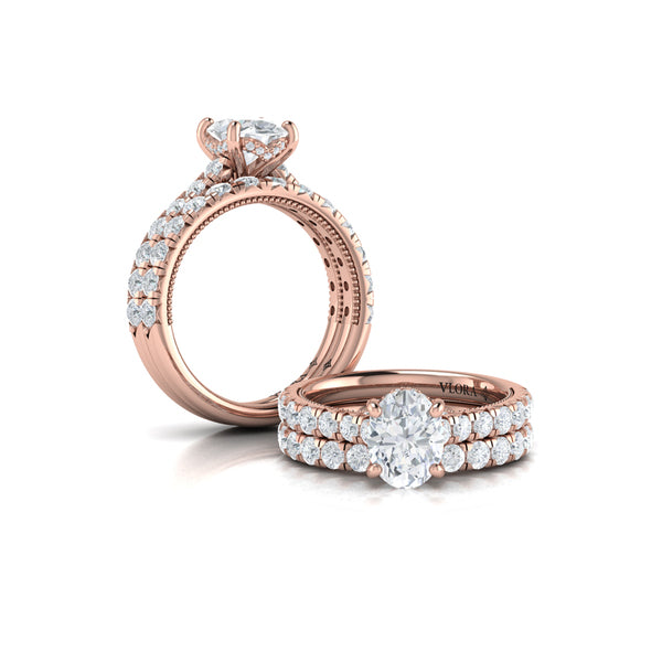 Matching Bands Wedding Band in 14K Rose Gold by Vlora Bridal