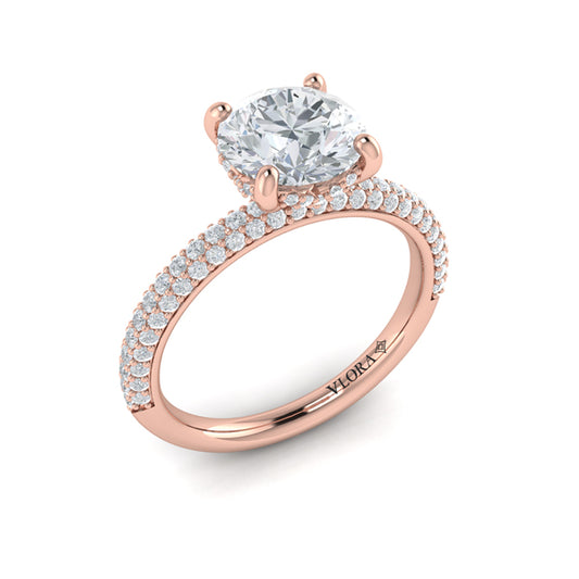 Shimmering Hidden Halo Engagement Ring with Micropave Band