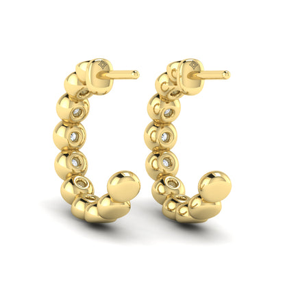 Rounded Bezel Set Hoop Earrings