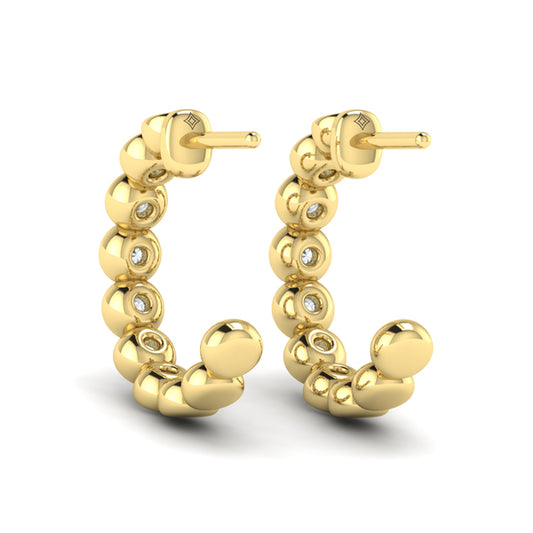 Rounded Bezel Set Hoop Earrings