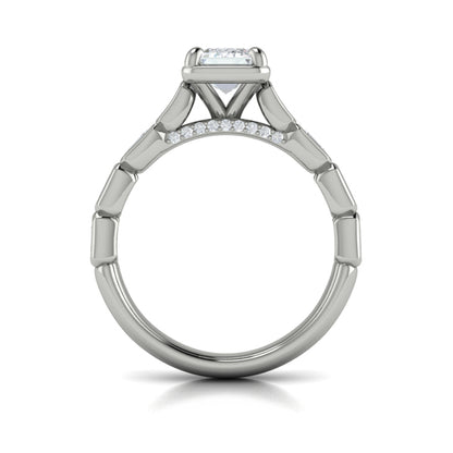 Emerald Cut Bezel Engagement Ring with Bezel Set Accent Diamonds
