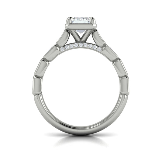 Emerald Cut Bezel Engagement Ring with Bezel Set Accent Diamonds