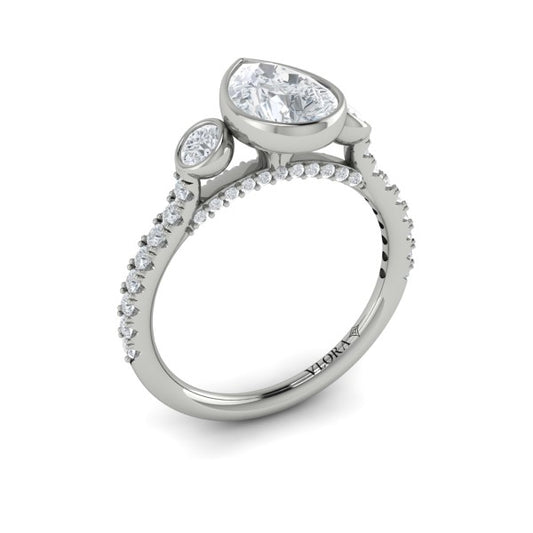Trio Pear Bezel Engagement Ring