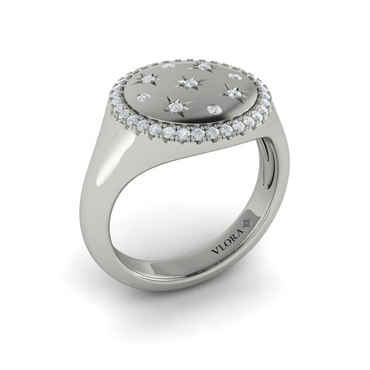 Star Diamonds and Bezel Signet Ring