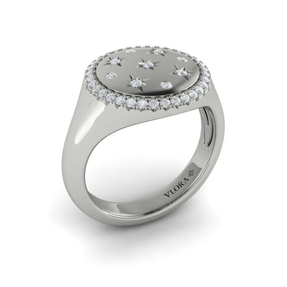 Star Diamonds and Bezel Signet Ring