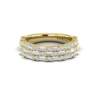 Triple Row Baguette and Diamond Band