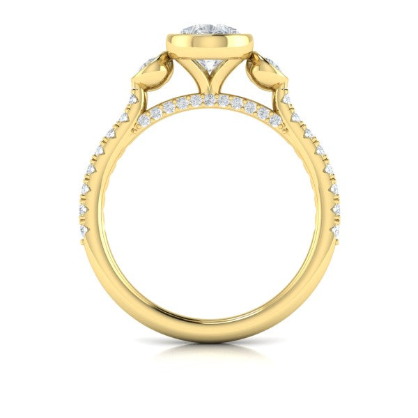 Trio Pear Bezel Engagement Ring