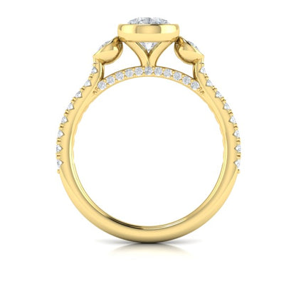 Trio Pear Bezel Engagement Ring