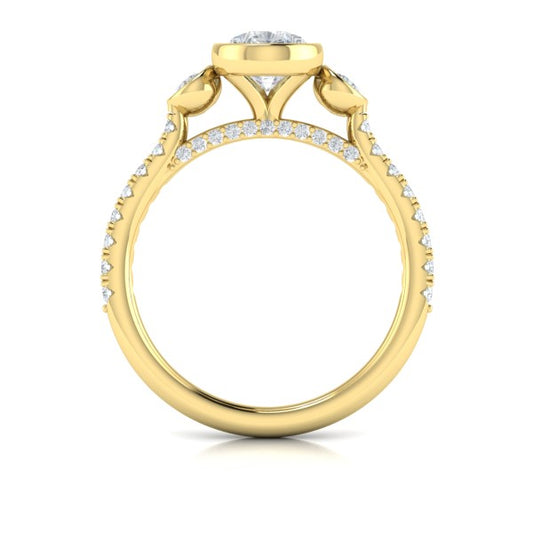 Trio Pear Bezel Engagement Ring