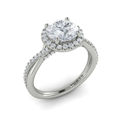 Round Halo Engagement Ring in Platinum by Vlora Bridal