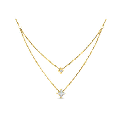 Two Row Diamond Vlora Star Pendant Necklace