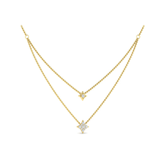 Two Row Diamond Vlora Star Pendant Necklace