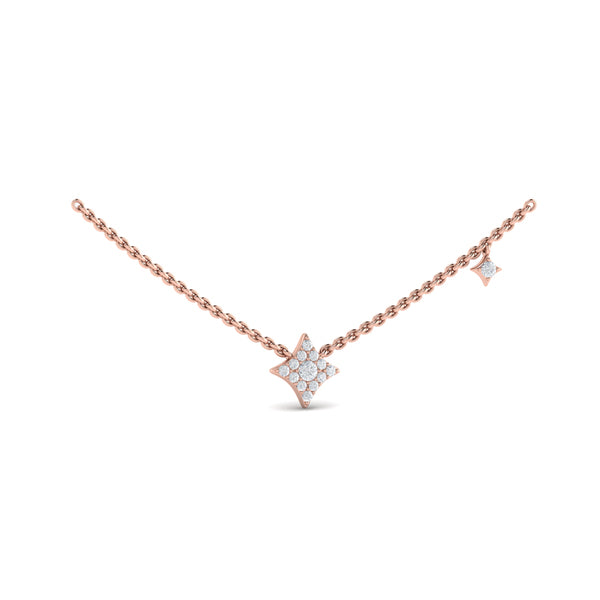 Diamond Cluster Vlora Star Double Pendant Necklace