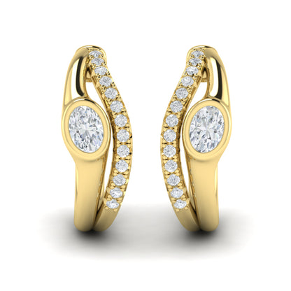 Bezel‑set Oval Diamond and Pavé Diamond Wrap Hoops