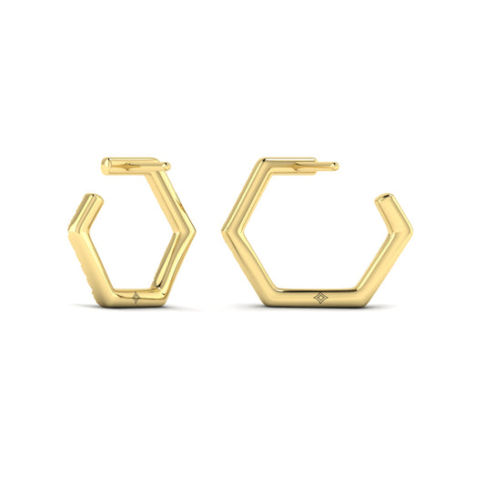 Diamond Forward-Facing Honeycomb Open Hoop Earrings