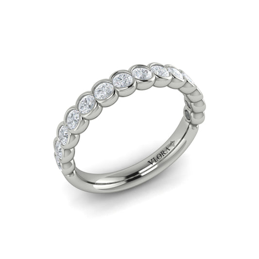 Matching Band for Round Diamond Engagement Ring with Bezel-Set Diamond Band