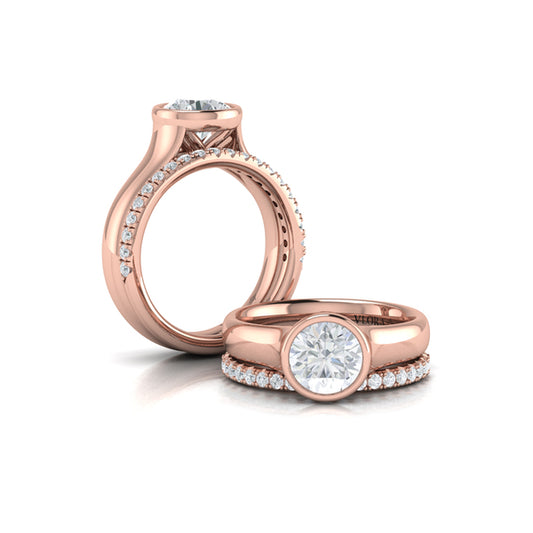 Contoured Bezel Diamond Engagement Ring