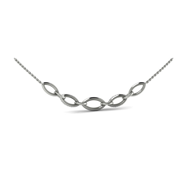 Open Navette Silhouette Alternating Diamonds Necklace