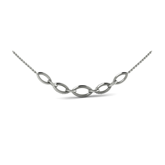 Open Navette Silhouette Alternating Diamonds Necklace