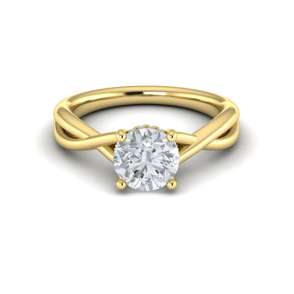 Entwined Solitaire Engagement Ring with Hidden Halo
