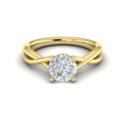 Entwined Solitaire Engagement Ring with Hidden Halo