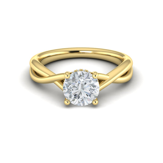 Entwined Solitaire Engagement Ring with Hidden Halo