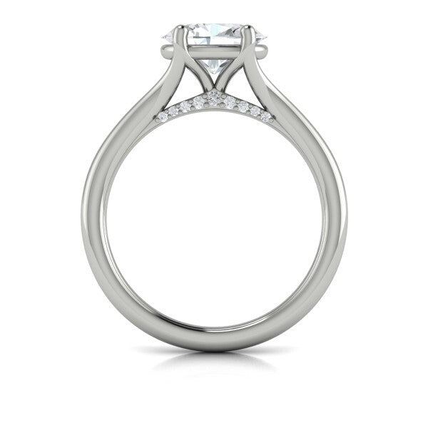 Oval Solitaire, Split Shank Engagement Ring in Platinum by Vlora Bridal