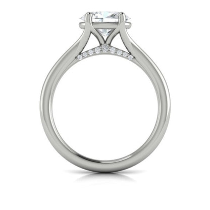 Oval Solitaire, Split Shank Engagement Ring in Platinum by Vlora Bridal