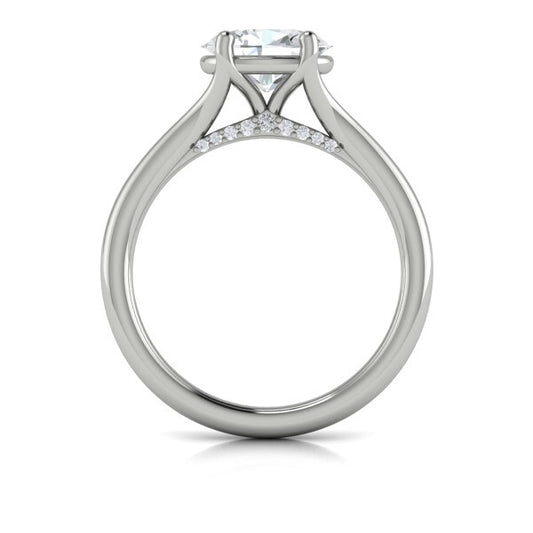 Oval Solitaire, Split Shank Engagement Ring in Platinum by Vlora Bridal