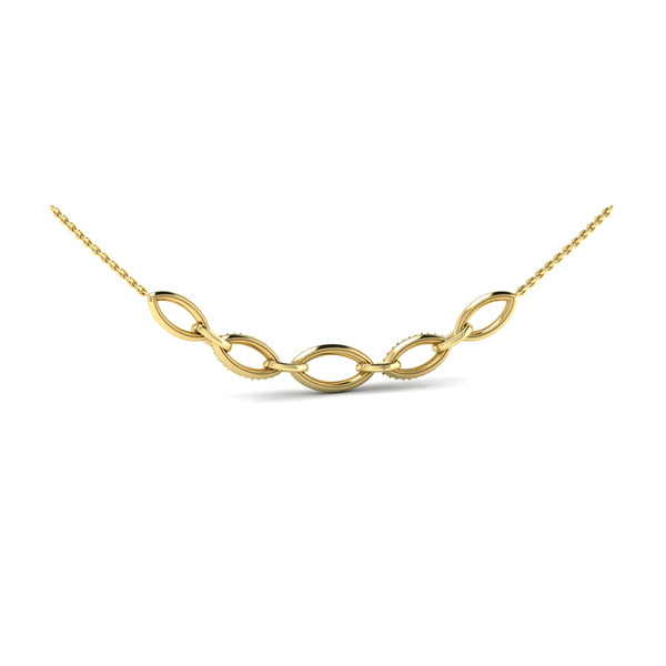Open Navette Silhouette Alternating Diamonds Necklace