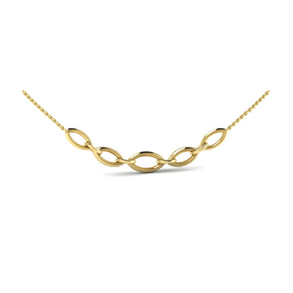 Open Navette Silhouette Alternating Diamonds Necklace