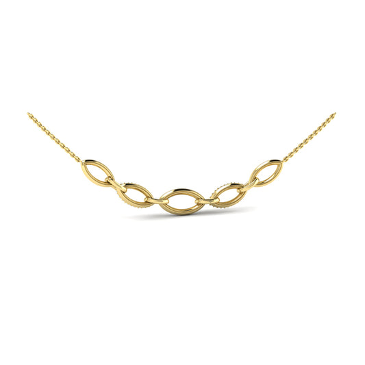 Open Navette Silhouette Alternating Diamonds Necklace