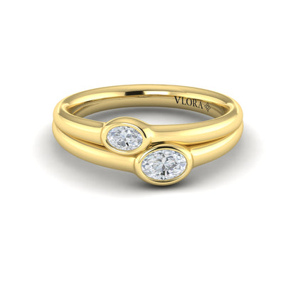 Double Oval Bezel-Set Diamond Ring