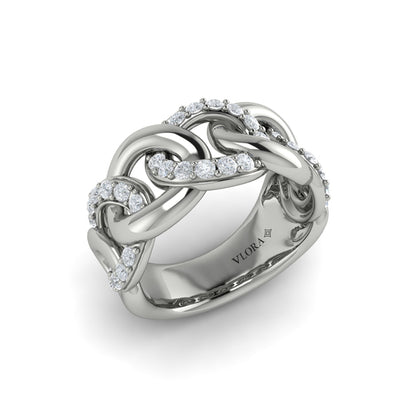 Diamond Interlacing Link Ring