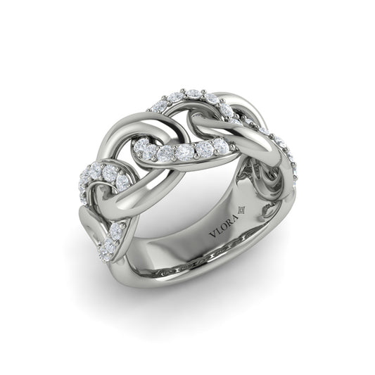 Diamond Interlacing Link Ring