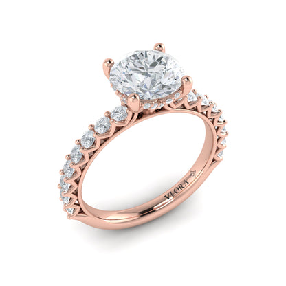 Woven Elegance Hidden Halo Round Engagement Ring