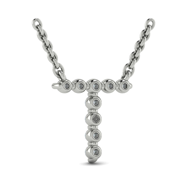 Diamond Alphabet Pendant Necklace, T