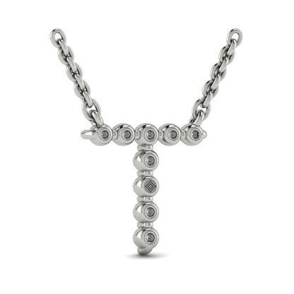 Diamond Alphabet Pendant Necklace, T
