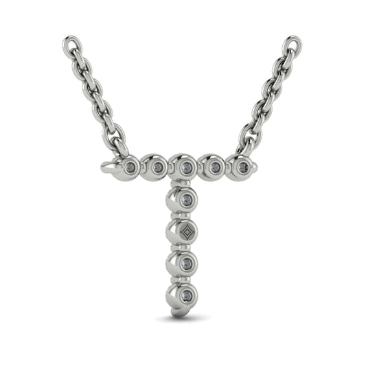 Diamond Alphabet Pendant Necklace, T