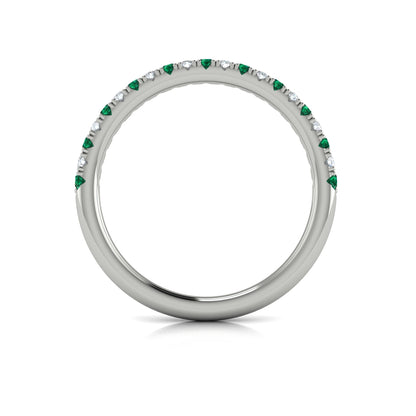 Slim Emerald and Diamond Stackable Band